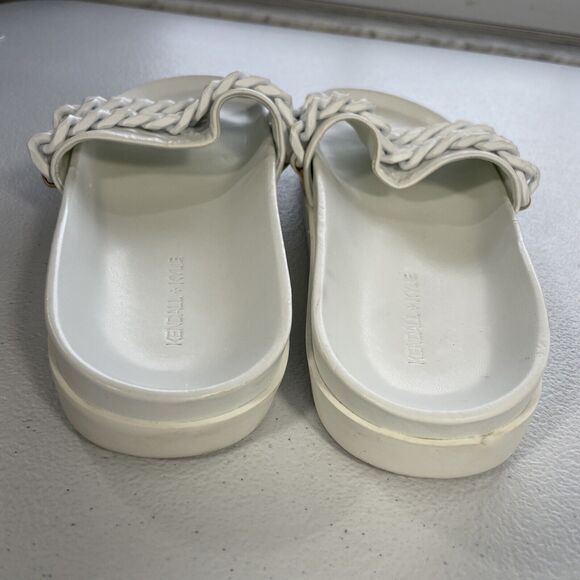 KENDALL + KYLIE Women's Shiloh 2 Leather Metal Upper Slide Sandal Sz 9.5M White - Picture 4 of 11